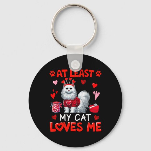 Porte-clés Au moins mon chat m'aimant Saint-Valentin Propriét (Recto)