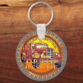 Porte-clés Au pompier du camion de pompiers Secourt (Recto)