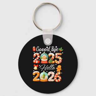 Porte-clés Au revoir 2025 Bonjour 2026 Noël Nouvel An Gingemb