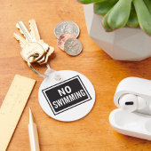 Porte-clés Aucun signe de natation Gras Noir et Blanc Avertis