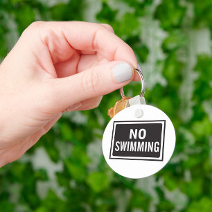 Porte-clés Aucun signe de natation Gras Noir et Blanc Avertis