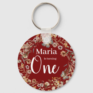 Porte-clés Audacieux Fleur sauvage Rustique Floral Baby Anniv