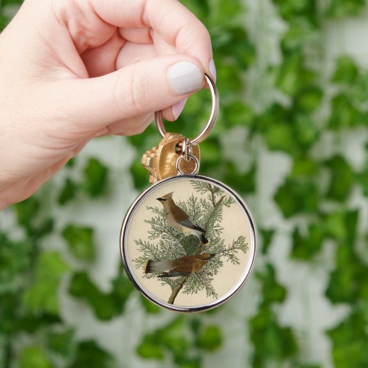 Porte-clés Audubon Cèdre cire oiseau (Main)