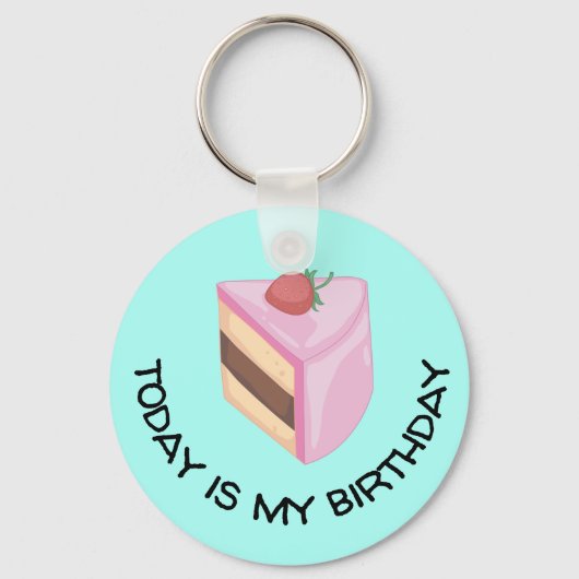 Porte-clés Aujourd'Hui Est Mon Anniversaire Coupe De Gâteau T (Recto)