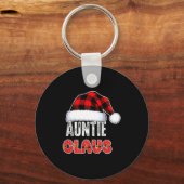 Porte-clés Auntie Claus Buffalo Plaid Red Santa Hat Christmas (Recto)