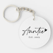 Porte-clés Auntie Est année manuscrite écriture coeur photo (Devant)