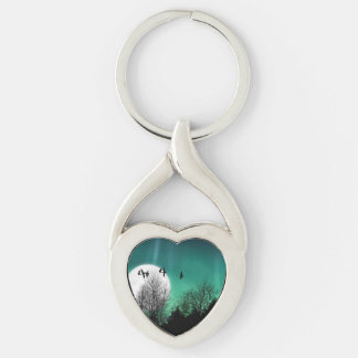 Porte-clés Aurora Borealis & Lune - Vert