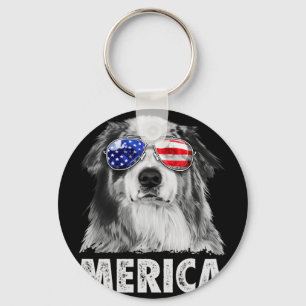Porte-clés Aussie berger australien 4 juillet merica