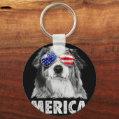 Porte-clés Aussie berger australien 4 juillet merica (Recto)