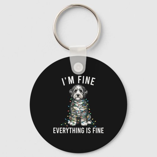 Porte-clés Aussiedoodle Christmas I'm Fine Everything Is Fine (Recto)