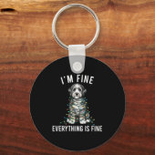 Porte-clés Aussiedoodle Christmas I'm Fine Everything Is Fine (Recto)