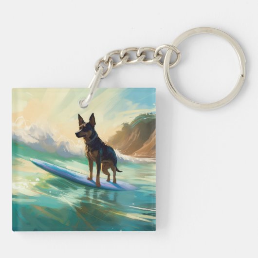 Porte-clés Australian Kelpie Beach Surf Paining (Dos)