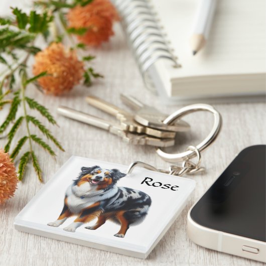 Porte-clés Australian Shepherd  (Devant Droit)