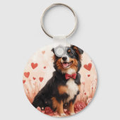 Porte-clés Australian Shepherd avec des Roses - Saint-Valenti (Verso)