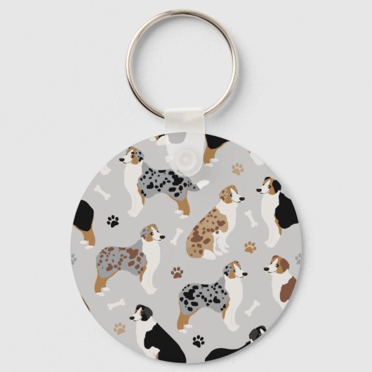 Porte-clés Australian Shepherd Bones and Paws (Recto)