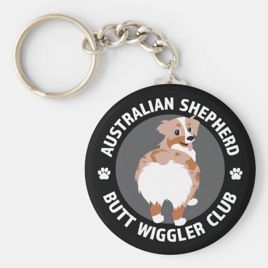 Porte-clés Australian Shepherd Butt Wigglers Club - Red Merle (Devant)
