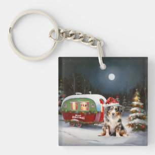 Porte-clés Australian Shepherd Caravan Christmas Adventure