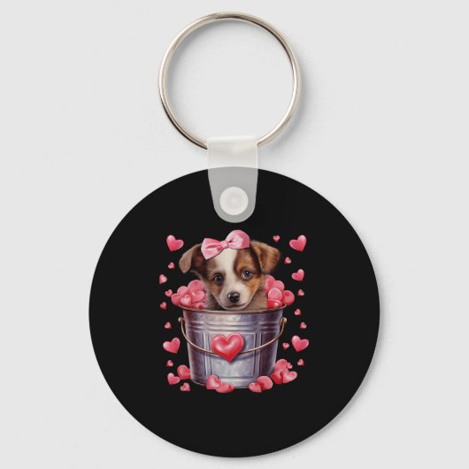 Porte-clés Australian Shepherd Dog Valentines Puppy Love Hear (Recto)
