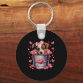 Porte-clés Australian Shepherd Dog Valentines Puppy Love Hear (Recto)