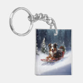 Porte-clés Australian Shepherd hiver neige de Noël (Devant gauche)