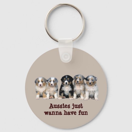 Porte-clés Australian Shepherd Puppies Keychain (Recto)