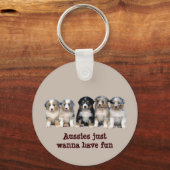 Porte-clés Australian Shepherd Puppies Keychain (Recto)