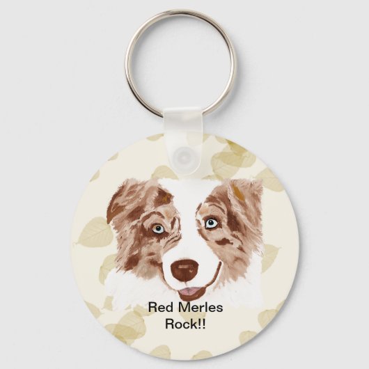 Porte-clés Australian Shepherd Red Merle Dog Keychain (Recto)