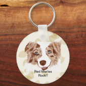 Porte-clés Australian Shepherd Red Merle Dog Keychain (Recto)