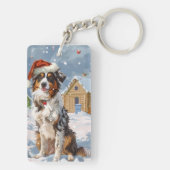 Porte-clés Australian Shepherd Winter Wonderland Noël (Dos)