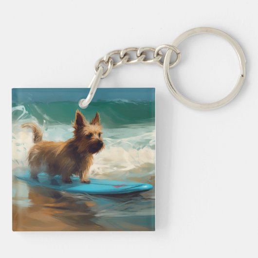 Porte-clés Australian Terrier Beach Surfing Paining (Dos)