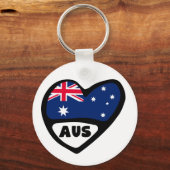 Porte-clés Australie Code Pays Drapeau Clavier Coeur AUS (Recto)