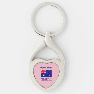 Porte-clés Australie Drapeau Australien Bleu Cœur Personnalis