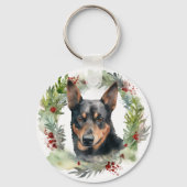 Porte-clés Australie Kelpie Noël Wreath Festive Pup (Recto)