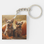 Porte-clés Australien Terrier Chiot Automne Citrouille de pla (Dos)