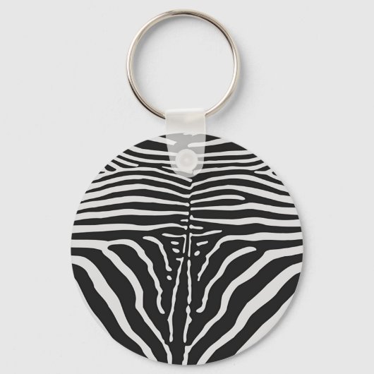 Porte-clés Authentic Zebra Skin Print - noir blanc strié (Recto)