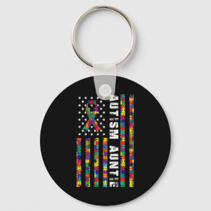 Porte-clés Autism Auntie American Flag Sensibilisation sur l'