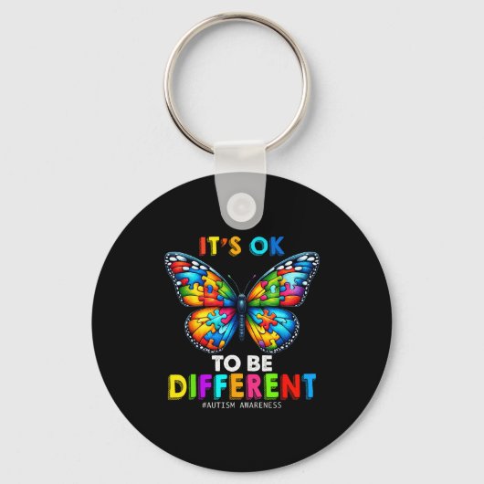 Porte-clés Autism Awareness Butterfly Animal Its Ok To Be Dif (Recto)