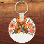 Porte-clés Autism Awareness Highland Cow Flora (Recto)