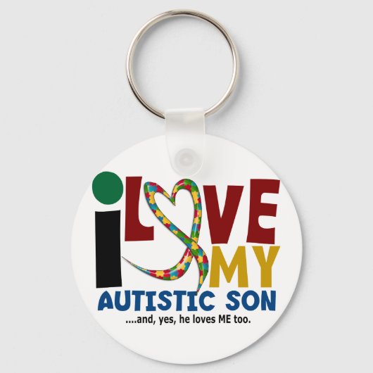 Porte-clés AUTISM J'aime mon fils autistique 2 (Recto)