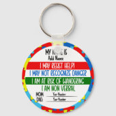 Porte-clés Autisme Alerte Autiste Non Verbal (Recto)