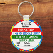 Porte-clés Autisme Alerte Autiste Non Verbal (Recto)