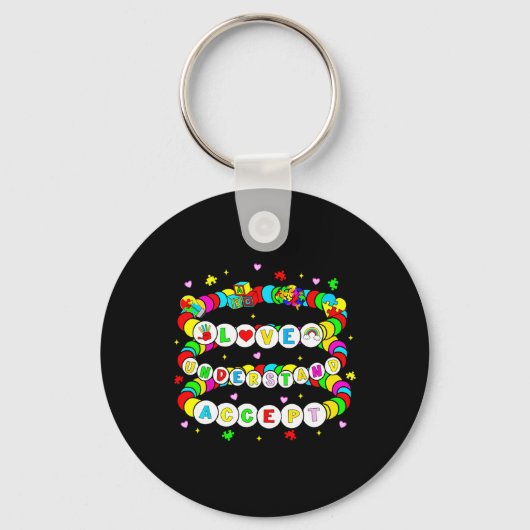 Porte-clés Autisme Amitié Bracelet Aimer Accepter Comprendre (Recto)