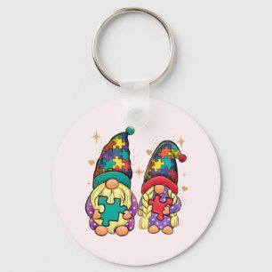 Porte-clés Autisme couple Gnome