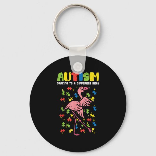 Porte-clés Autisme Danser Différents Flamant rose Beat mignon (Recto)