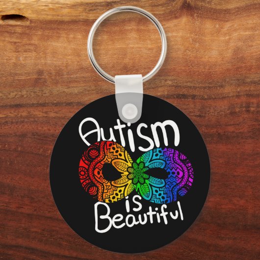 Porte-clés Autisme est magnifique arc-en-ciel symbole d'infin (Verso)