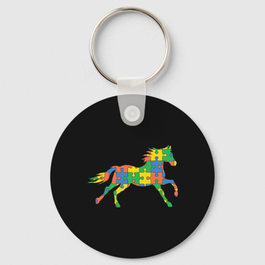 Porte-clés Autisme Horse Handicap Mois Sensibiliser (Recto)