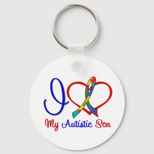 Porte-clés Autisme J'Aime Mon Fils Autiste (Recto)