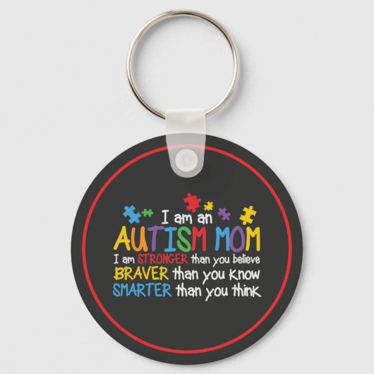 Porte-clés Autisme Maman Braver plus fort (Recto)