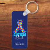 Porte-clés Autisme Personnalisé Papa Bleu Ruban (Verso)