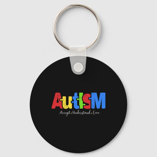 Porte-clés Autisme Puzzle Accepter Comprendre l'amour Autisme (Recto)